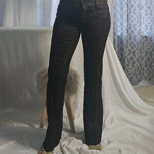 Cache Crocodile-Textured Glossy Pants – Size 4